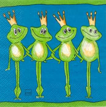 Serviette Froschkönig, Hintergrund hellblau, Rarität